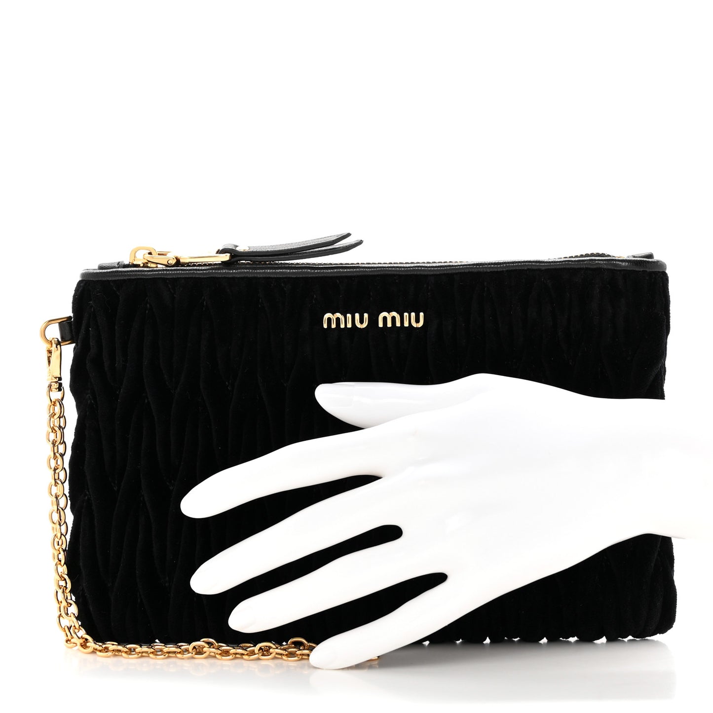 Velvet Matelasse Wristlet Black