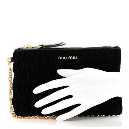 Miu Miu Velvet Matelasse Wristlet Black 2 of 7