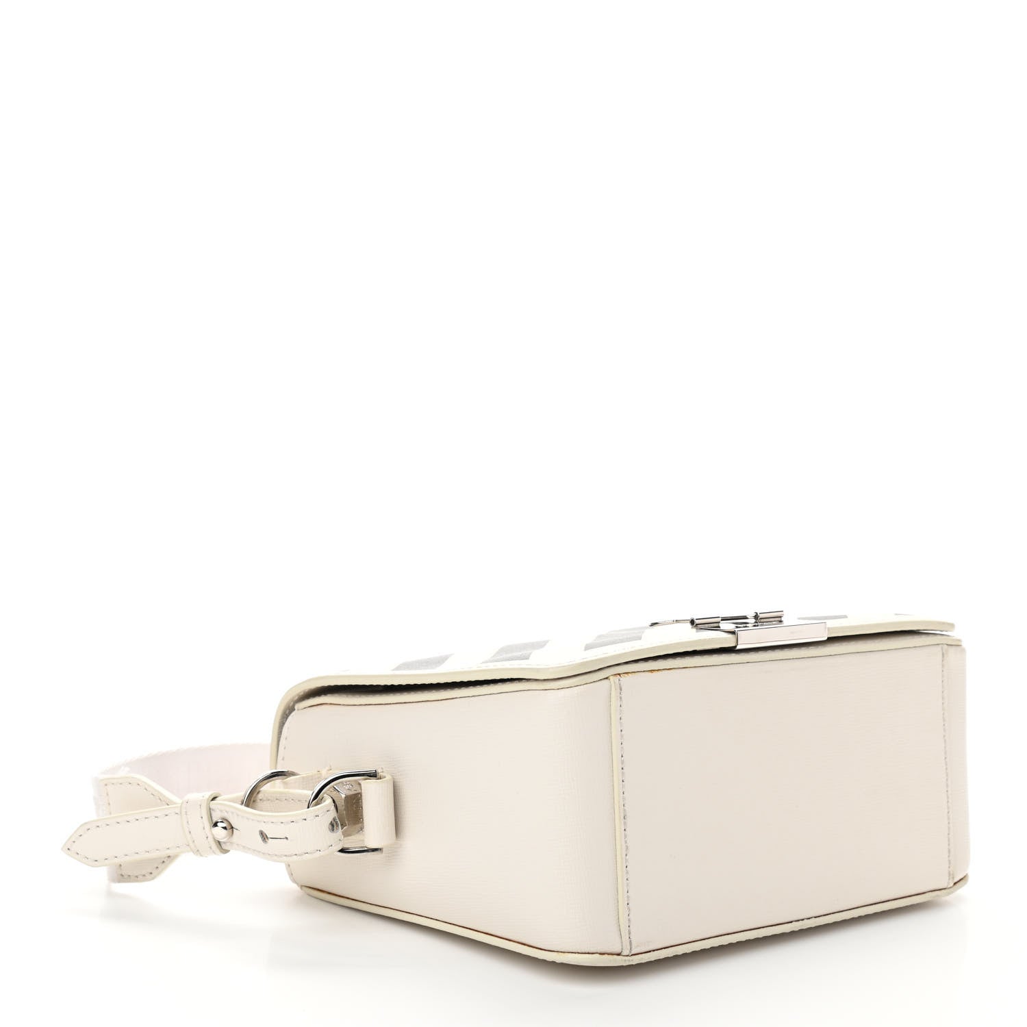 Off-White Saffiano Striped Diag Binder Flap Bag White Black 4 of 10