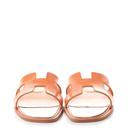 Hermes Patent Oran Sandals 40 Orange Melon 2 of 8