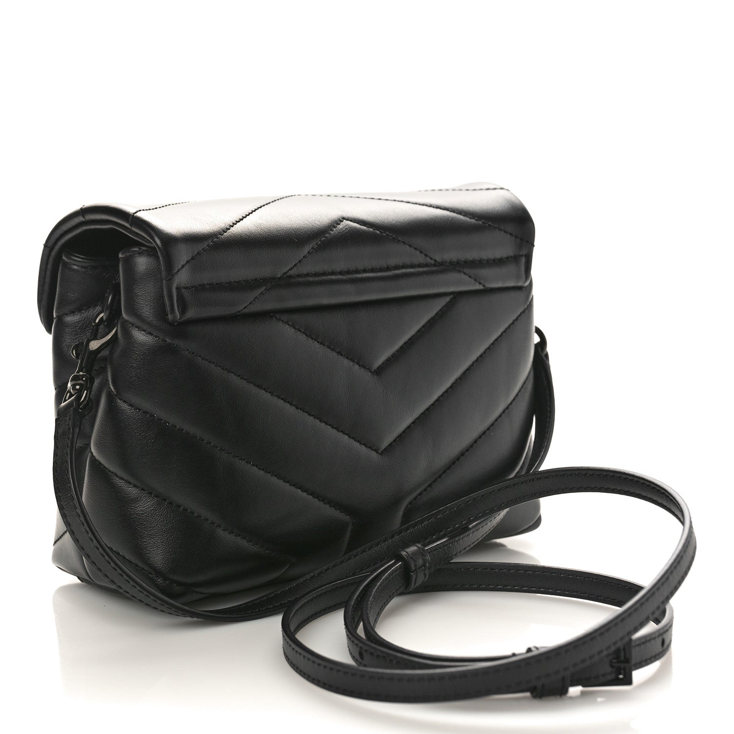 Saint Laurent Calfskin Y Quilted Monogram Monochrome Toy Loulou Crossbody Bag Black 2 of 8