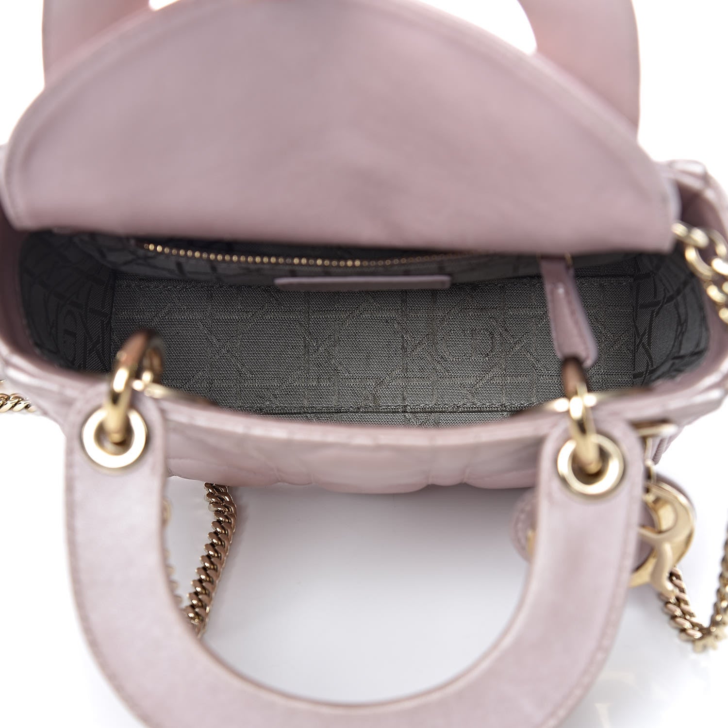 Christian Dior Metallic Lambskin Cannage Mini Lady Dior Lotus 7 of 16