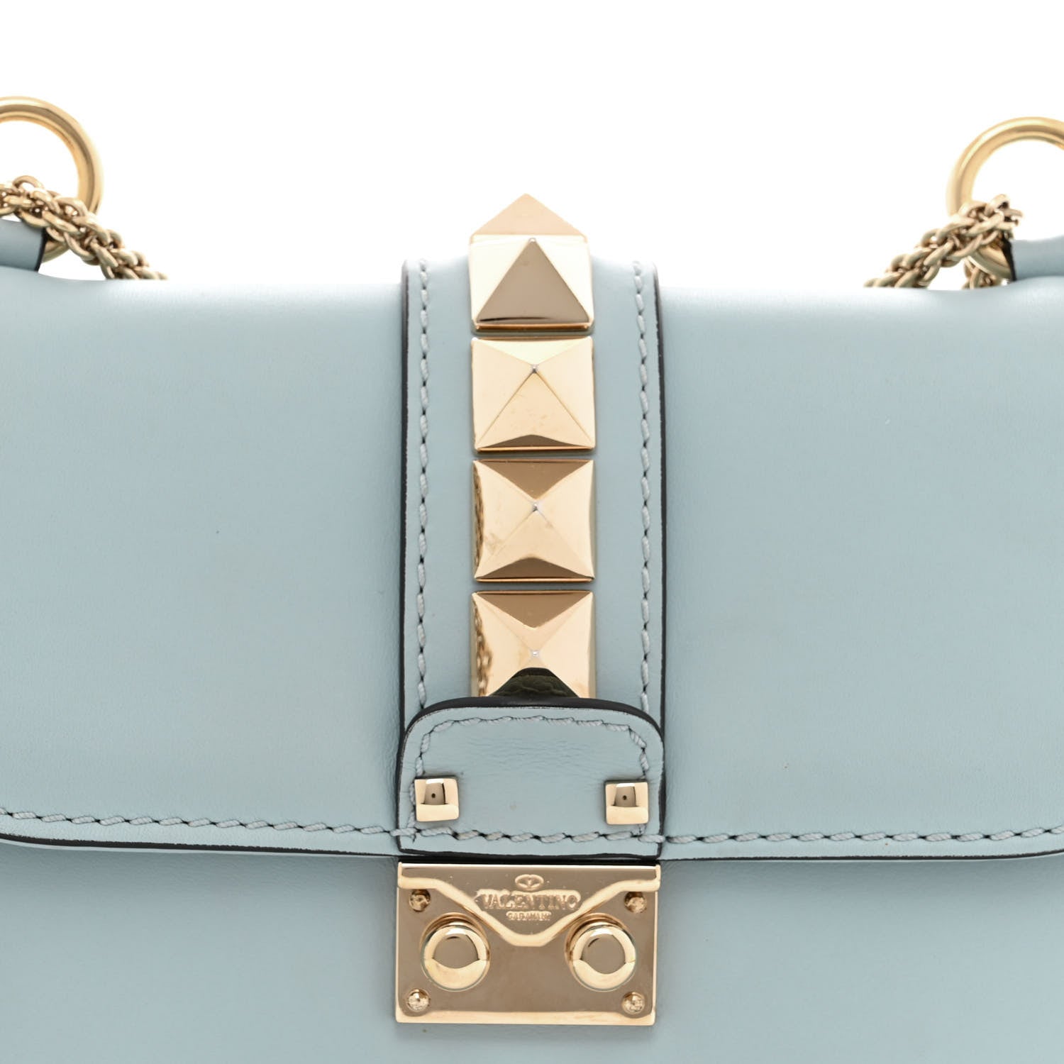 Valentino Garavani Vitello Small Glam Lock Rockstud Flap Sky Sorbet 7 of 11