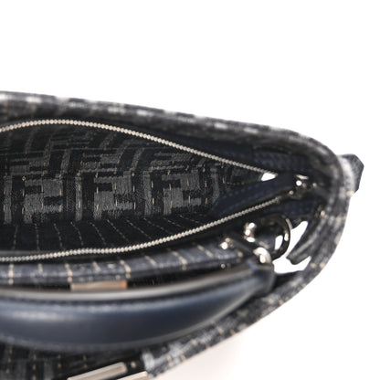 Fendi Chenille Vitello Seta FF Peekaboo I See U X Cross Satchel Blue Notte 5 of 10