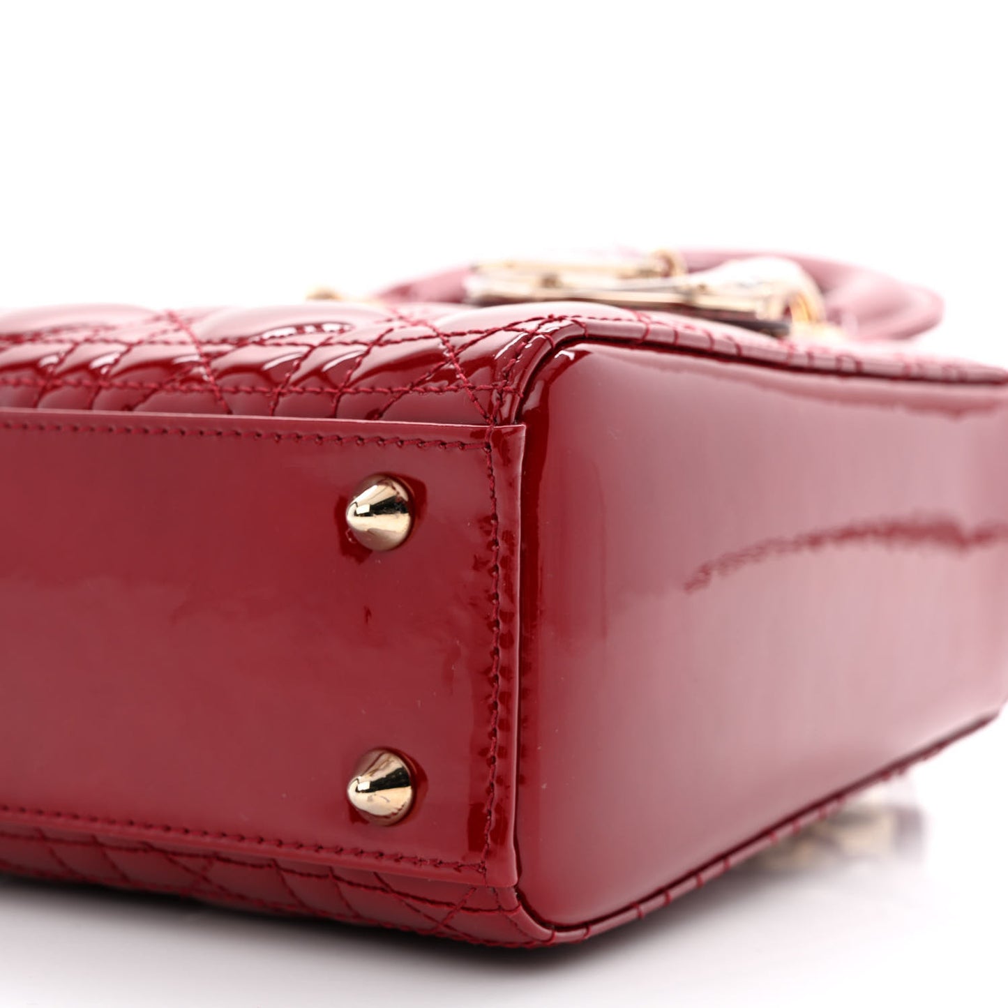 Patent Cannage Small Lady Dior Cherry Red