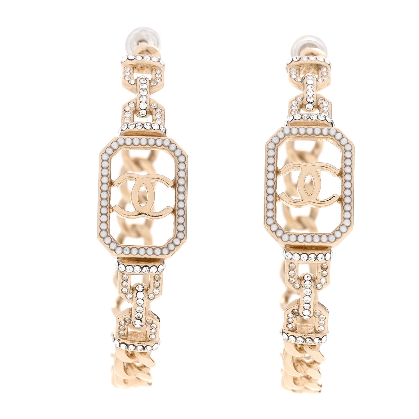 Crystal CC Vendome Hoop Earrings Gold