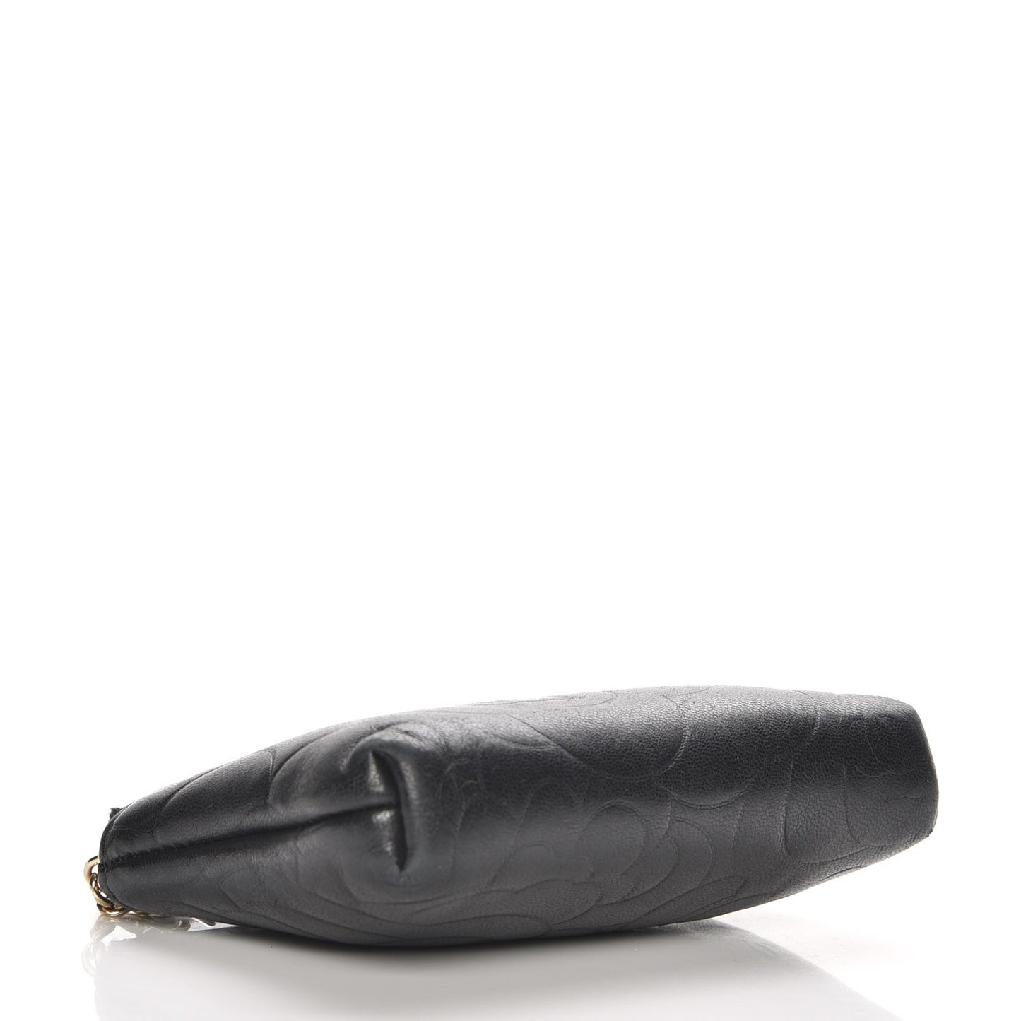 Lambskin Camellia Embossed Key Holder Case Black