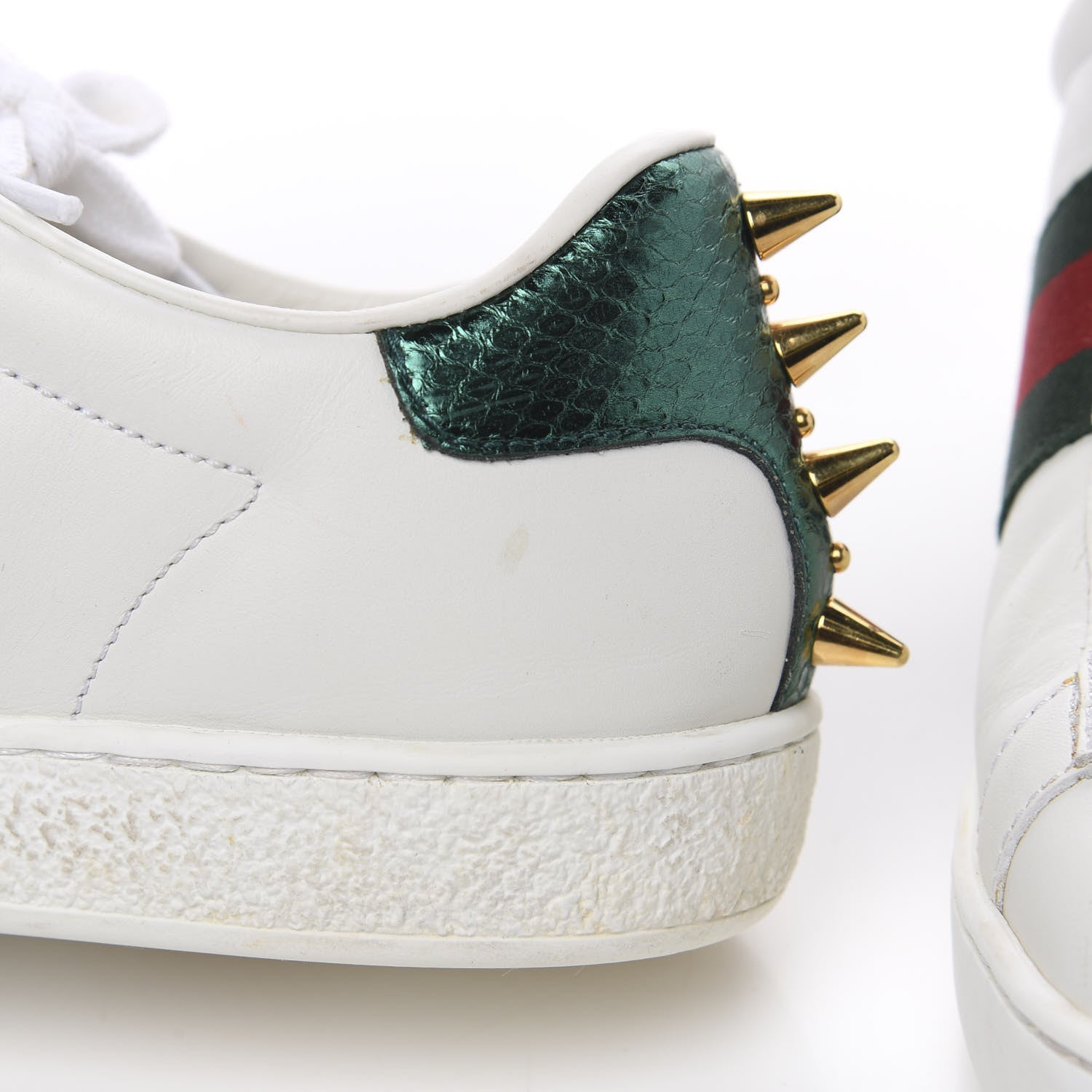 Gucci Calfskin Web Pearl Studded Womens Ace Sneakers 36.5 White 11 of 13