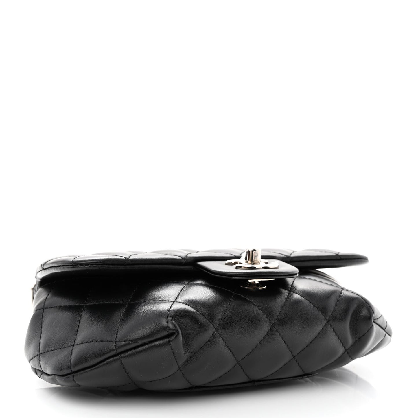 Calfskin Quilted CC Uniform Flap Belt Bag Black