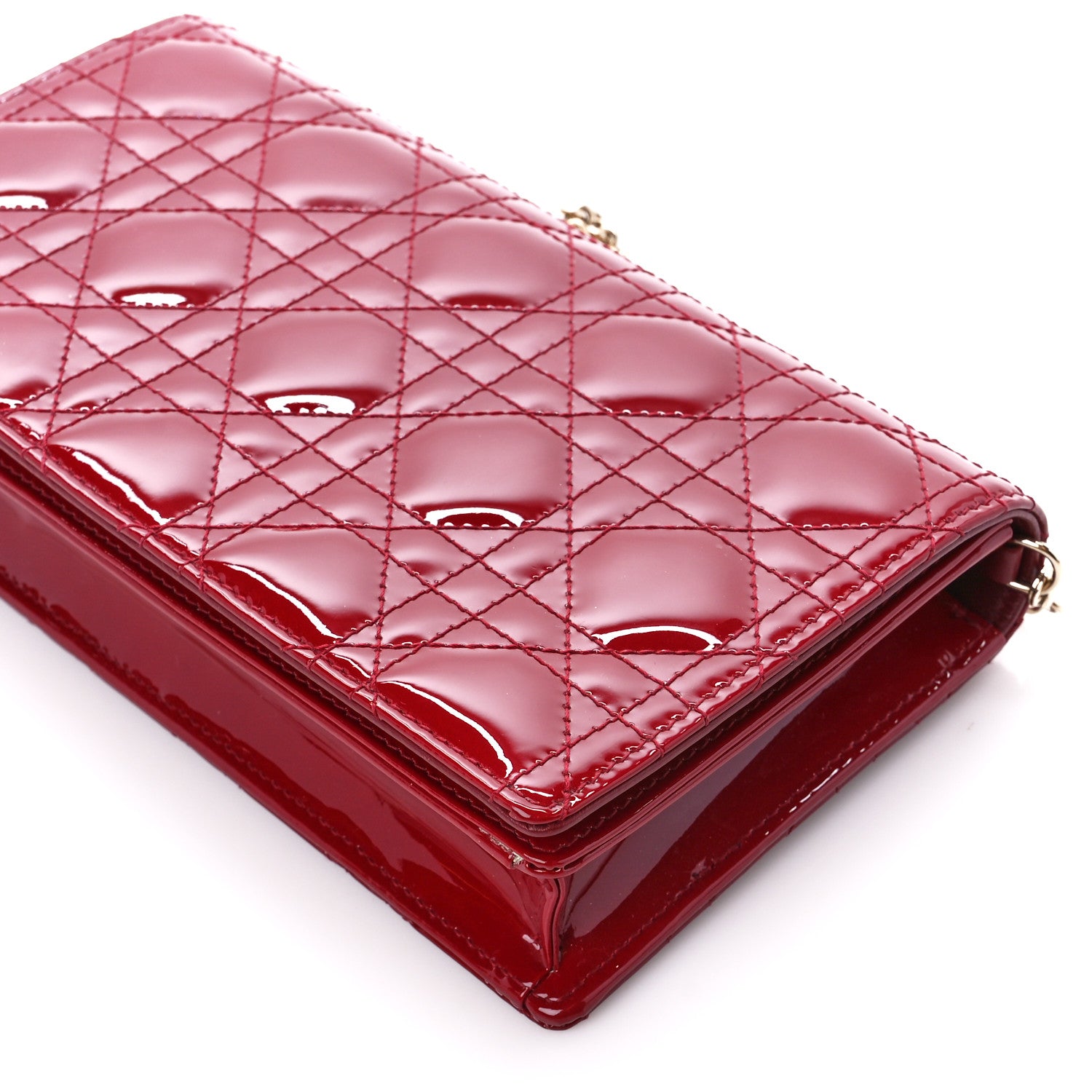 Christian Dior Patent Cannage LADY DIOR Clutch Rouge Ceris 15 of 17