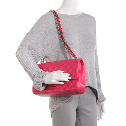 Chanel Lambskin Quilted Jumbo Double Flap Dark Pink 2 of 9