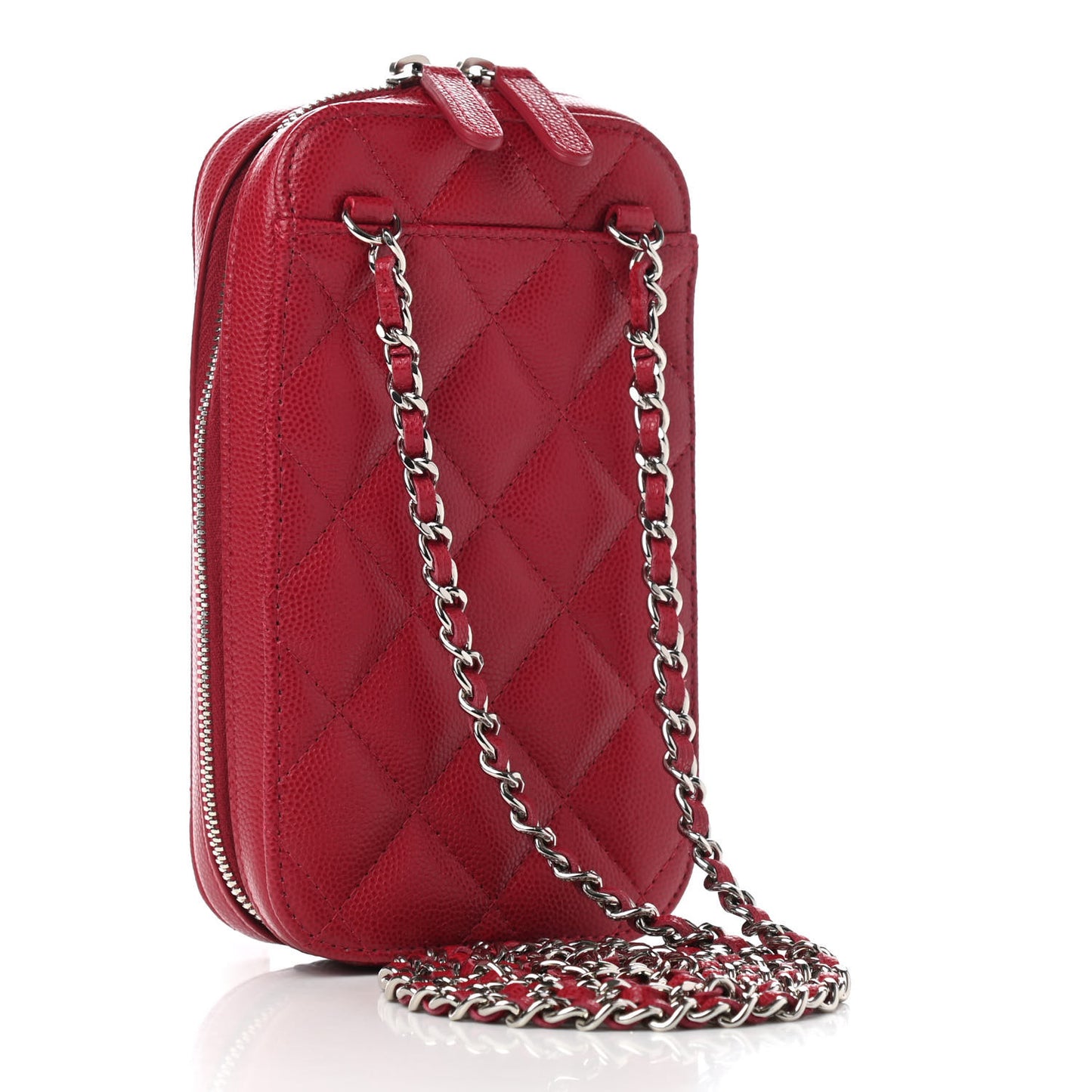 Caviar Quilted Phone Holder Wallet On Chain WOC Red