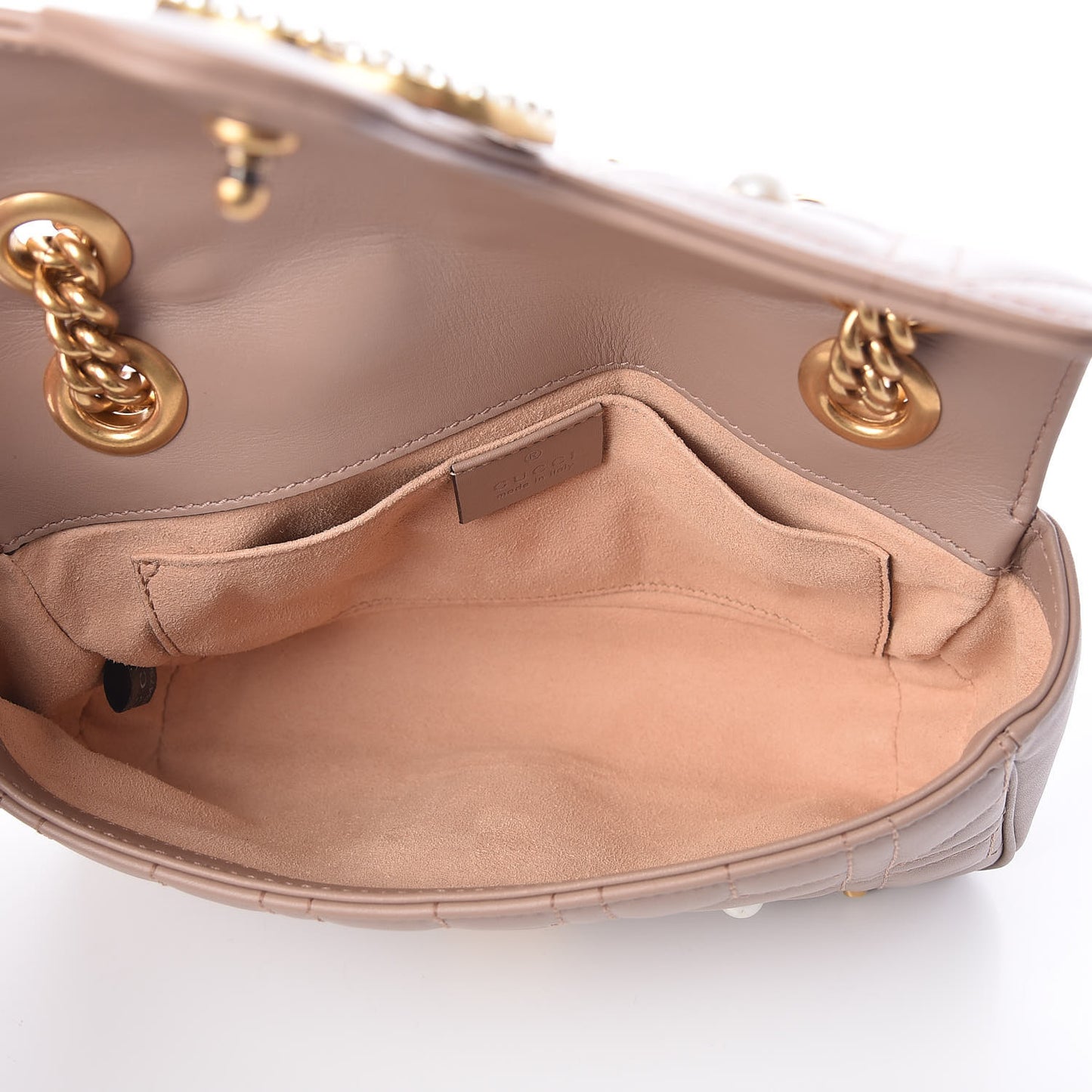 Calfskin Matelasse Studded Mini Pearly GG Marmont Shoulder Bag Porcelain Rose
