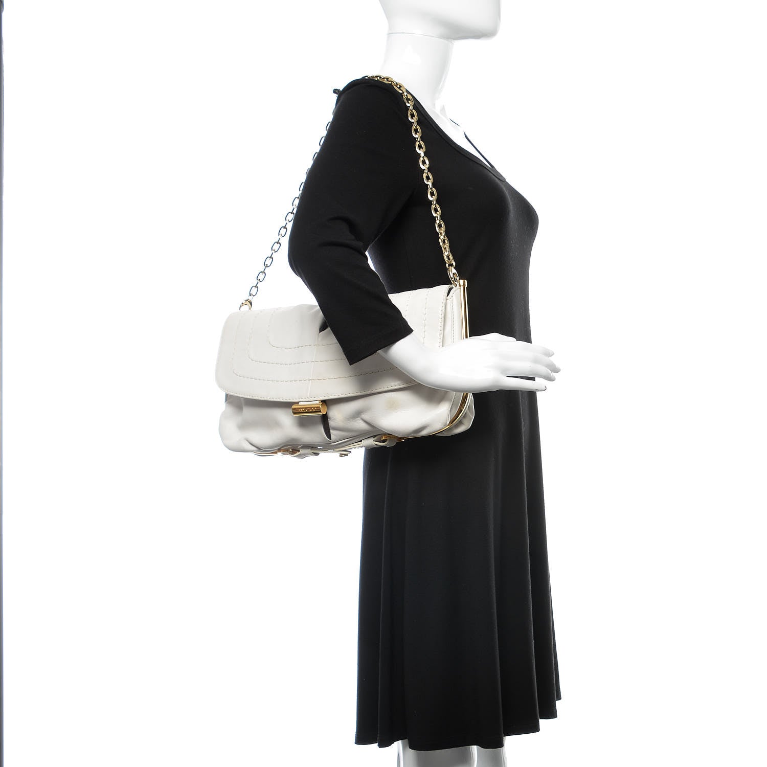 Jimmy Choo Calfskin Flap Shoulder Bag White 2 of 15