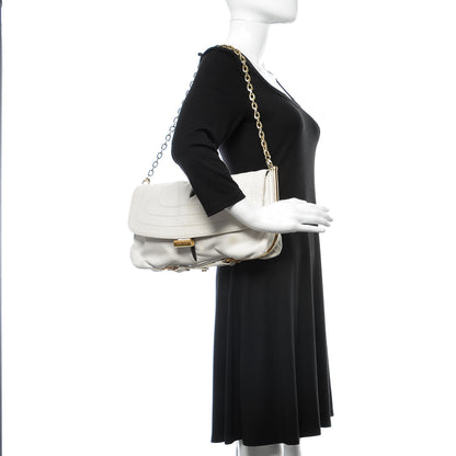 Jimmy Choo Calfskin Flap Shoulder Bag White 2 of 15