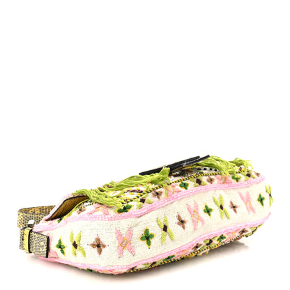 Fendi Canvas Beaded Baguette White Multicolor 4 of 9