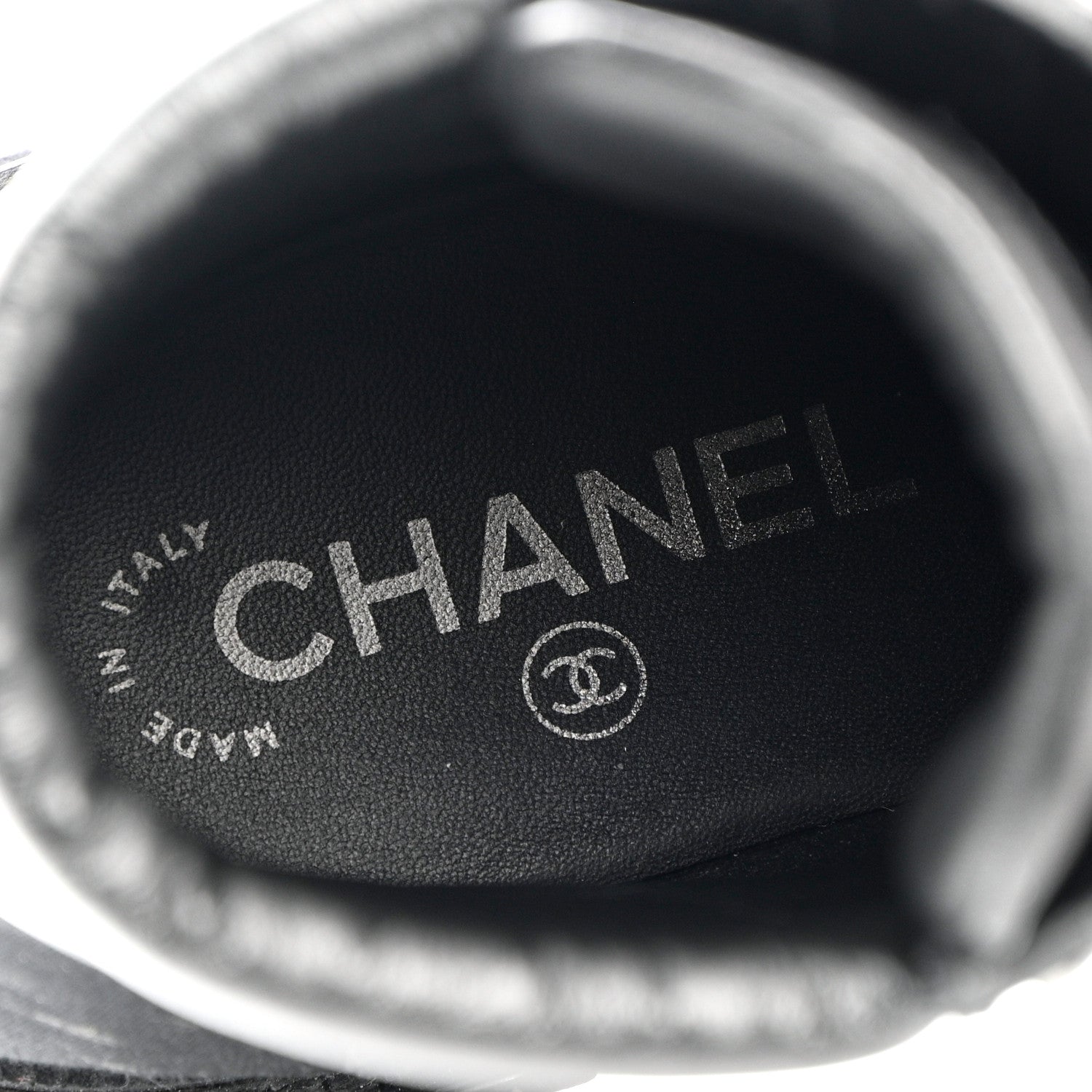 Chanel Calfskin Grosgrain Quilted Lace Up Boots 37 Black Grey 7 of 19