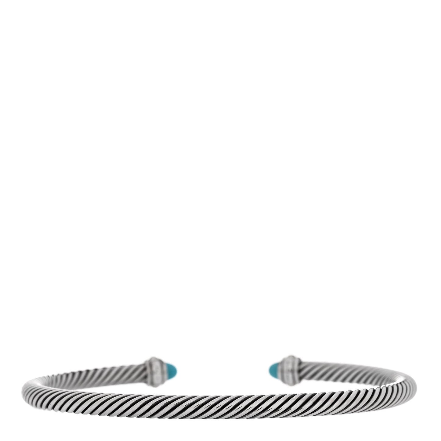 Sterling Silver 18K Yellow Gold Turquoise 4mm Cable Bracelet