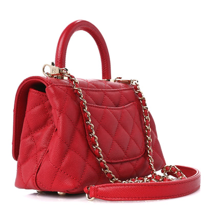 Chanel Caviar Quilted Lizard Embossed Extra Mini Coco Handle Flap Red 3 of 11