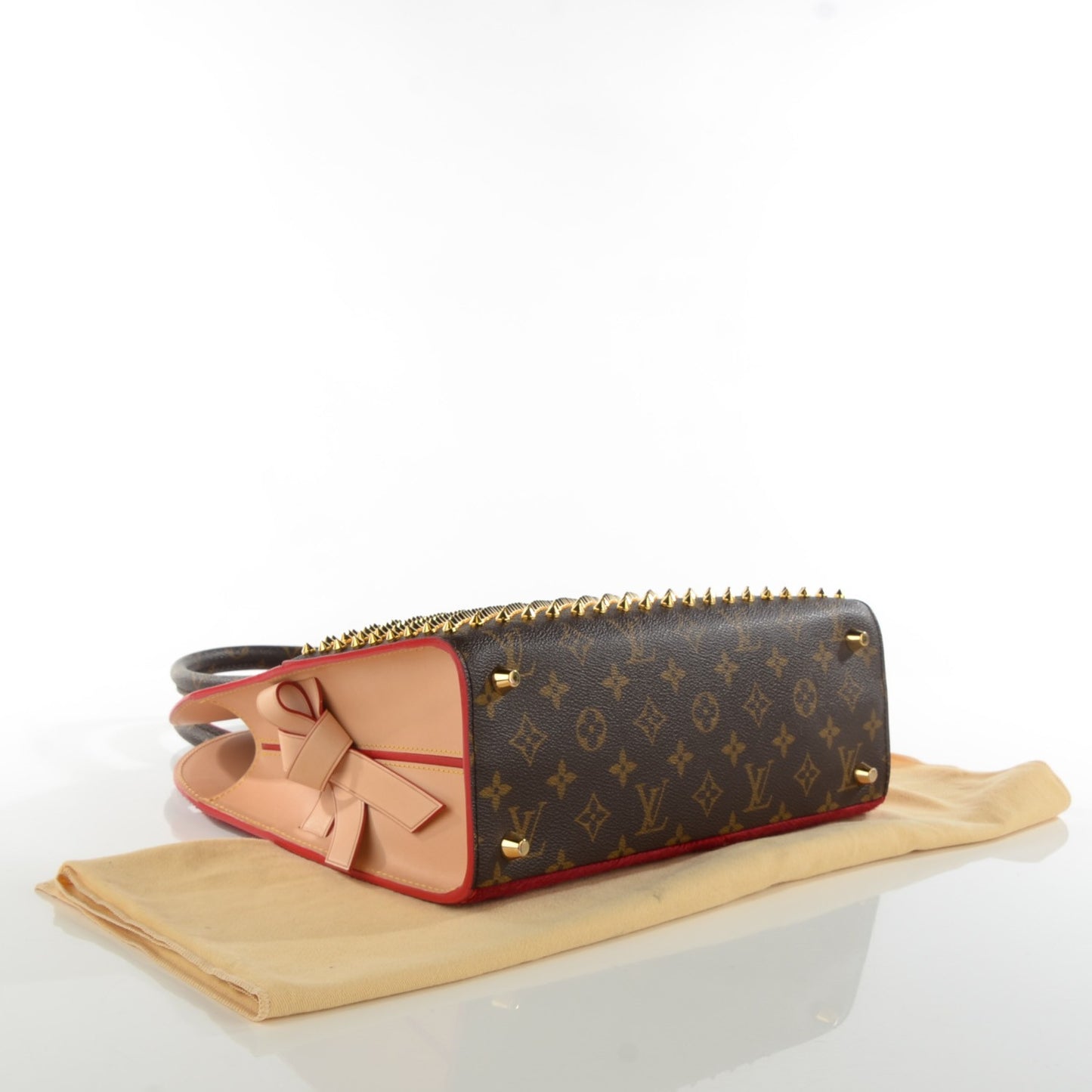 Monogram Calf Hair Spikes Iconoclasts Christian Louboutin Tote Red