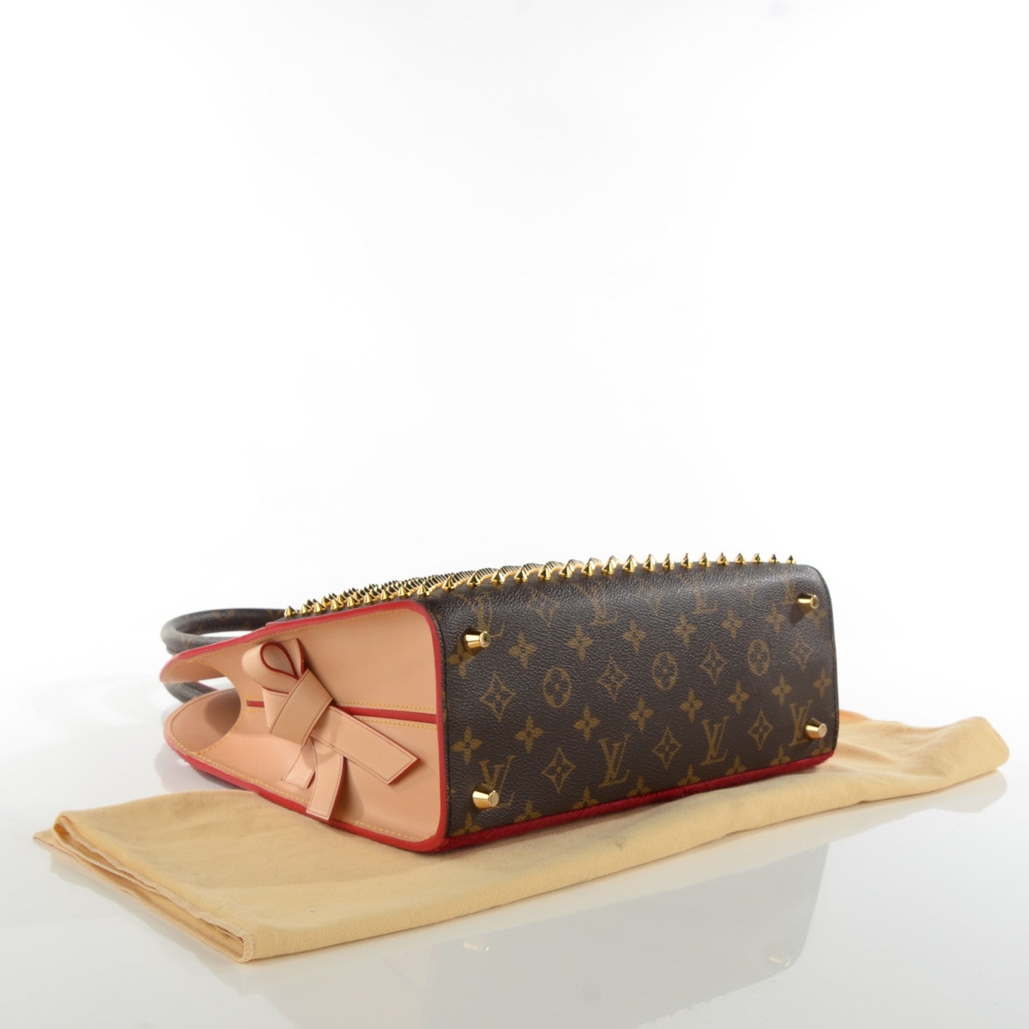 Louis Vuitton Monogram Calf Hair Spikes Iconoclasts Christian Louboutin Tote Red 4 of 7