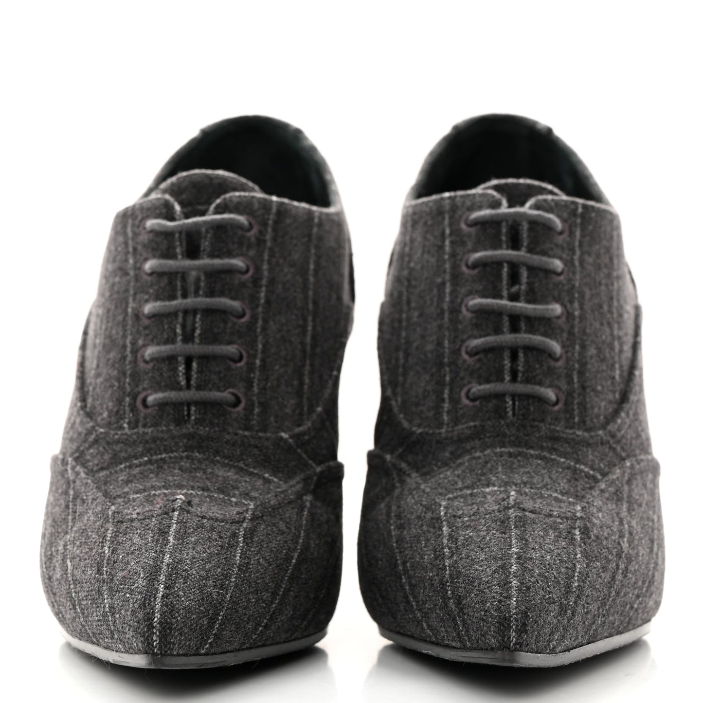 Fabric Lace Up Ankle Booties 37 Grey