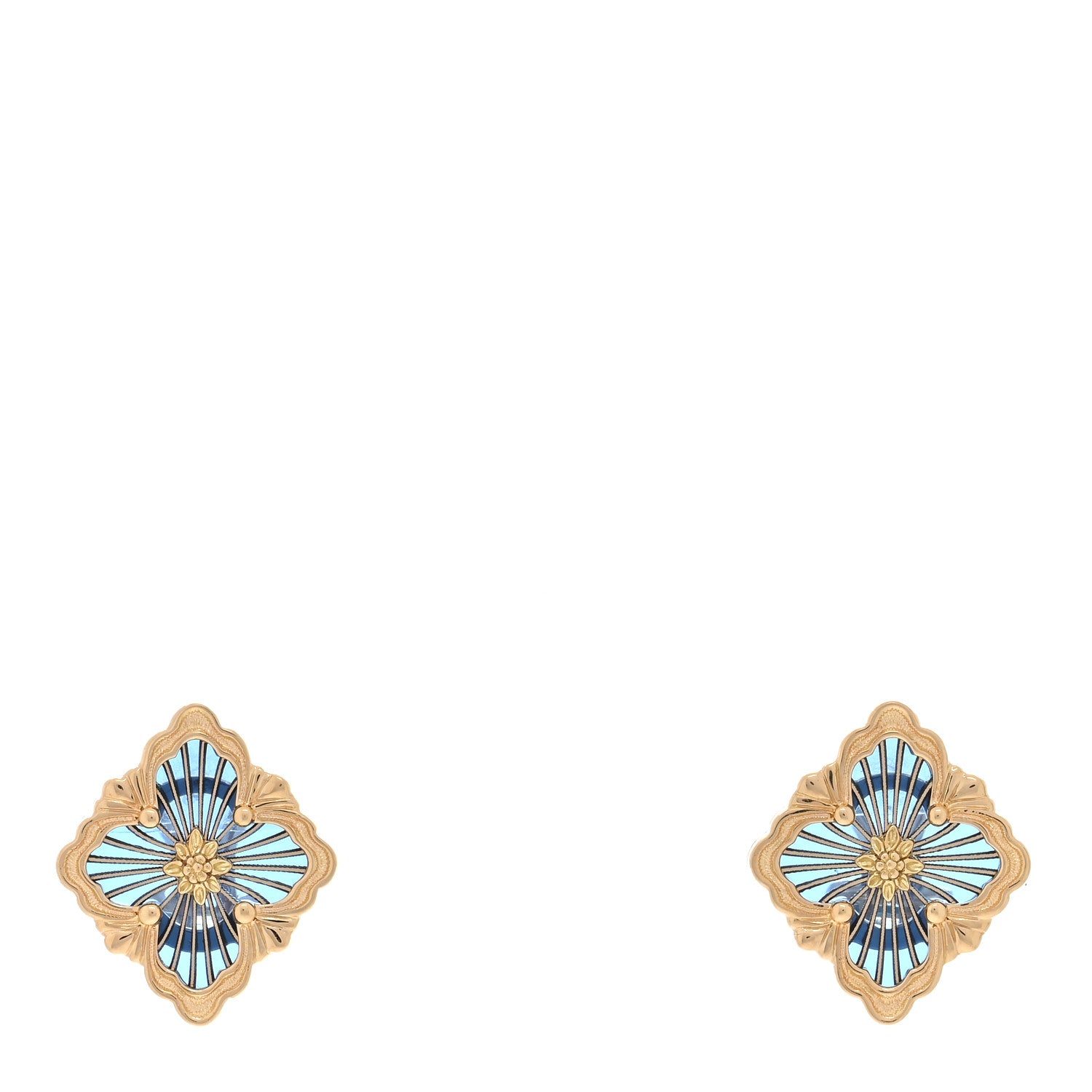 Buccellati 18K Yellow Gold Enamel Medium Opera Tulle Earrings Blue 1 of 4
