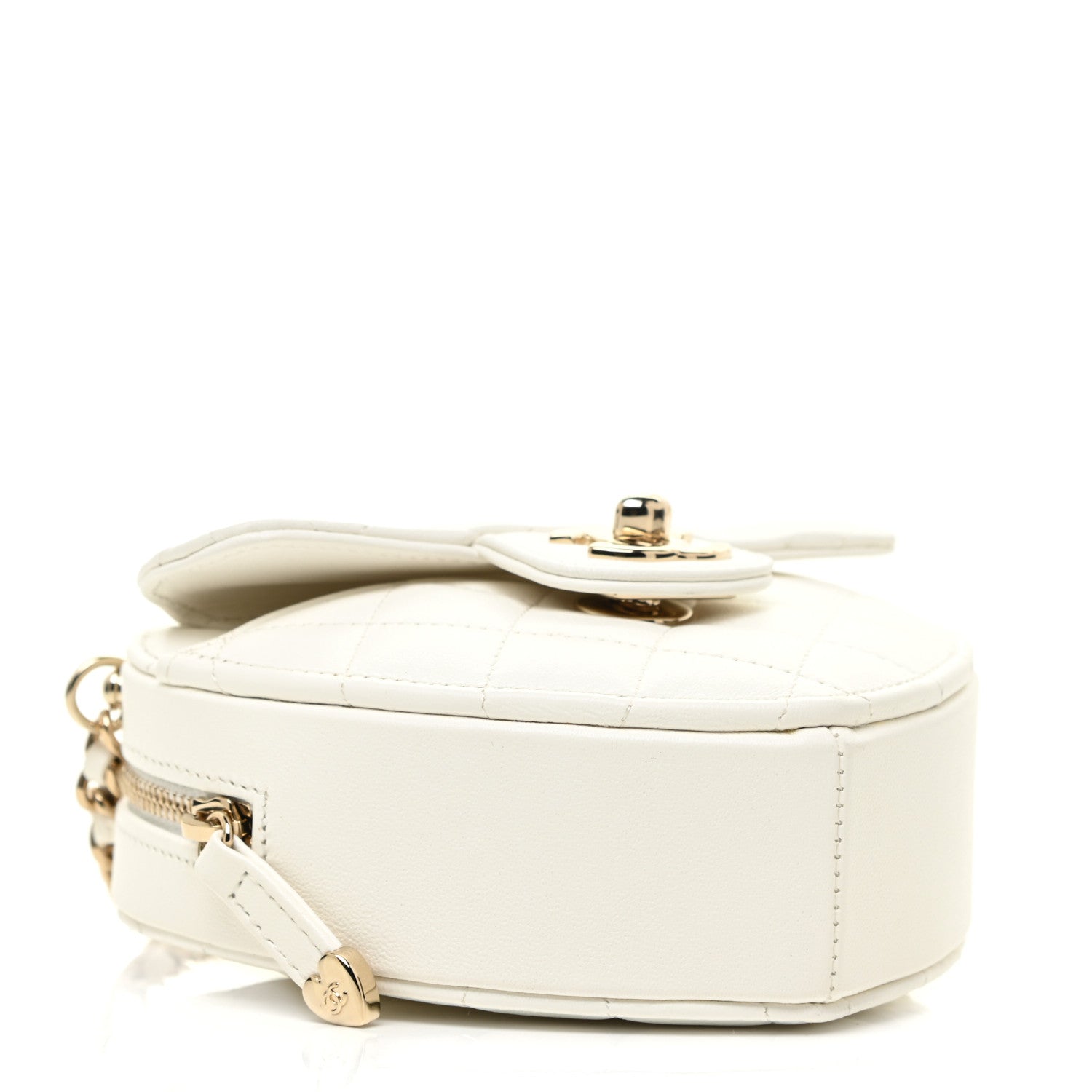 Chanel Lambskin Quilted CC In Love Heart Clutch With Chain White 4 of 12