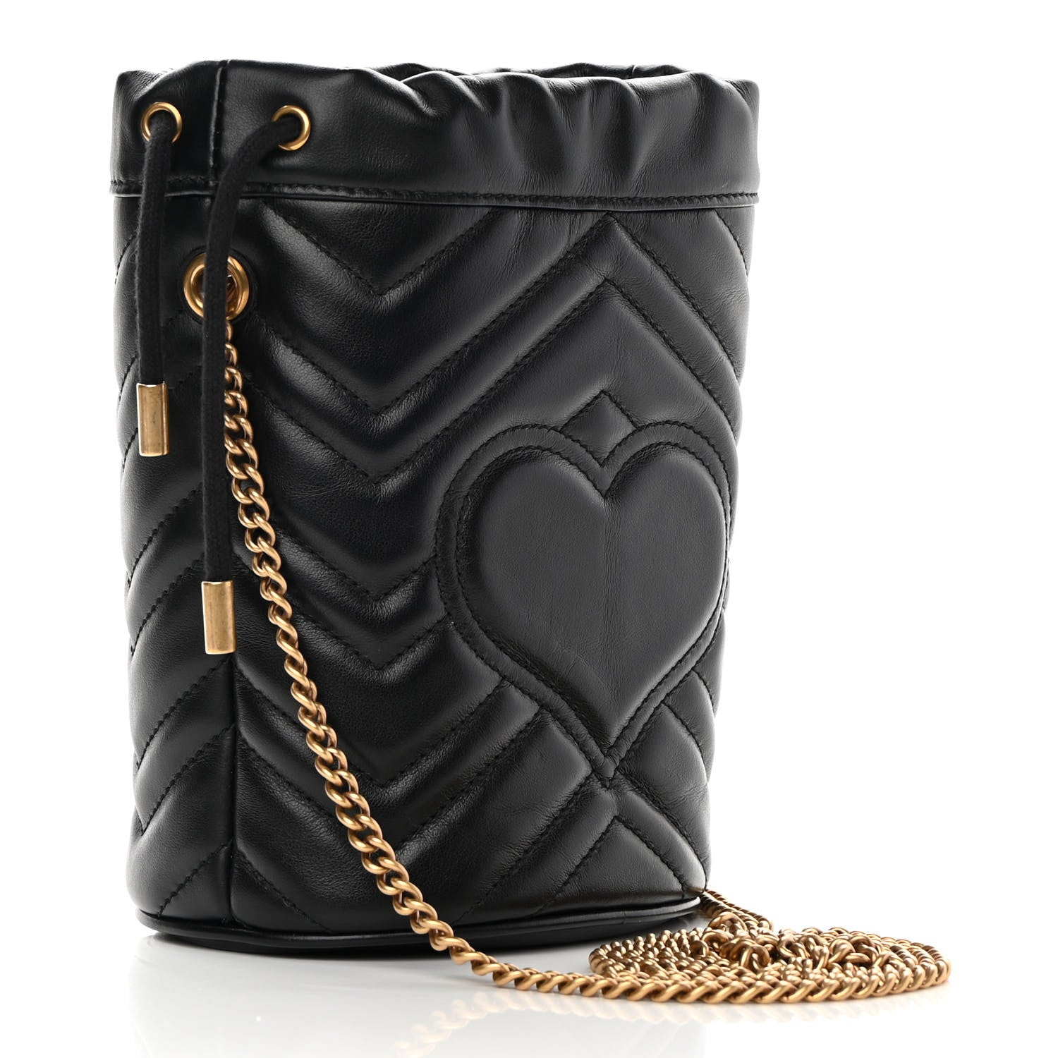 Gucci Calfskin Matelasse Mini GG Marmont 2.0 Bucket Bag Black 3 of 12