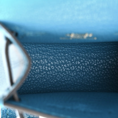 Hermes Tadelakt Chevre Mysore Kelly Quelle Idole Bag Charm Bleu Izmir Jaune Bourgeon Bleu Brume Vert Bosphore 3 of 5