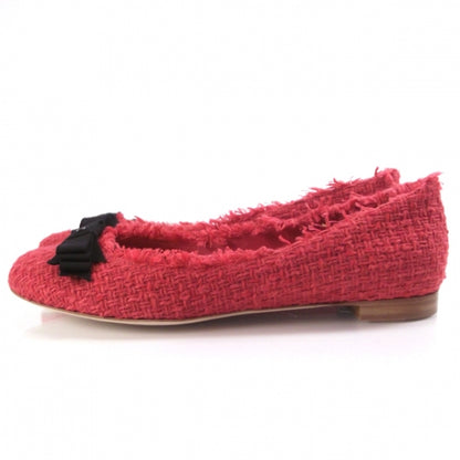 Chanel Tweed Bow Loafers Red 37.5 2 of 9