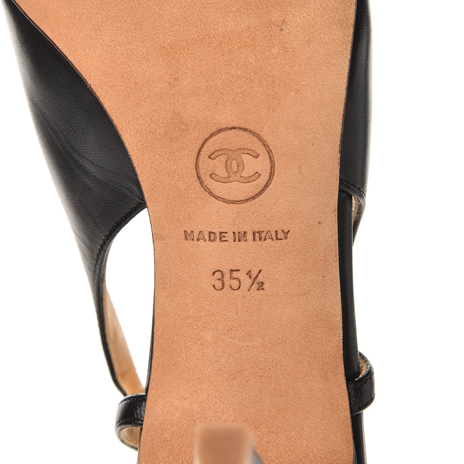 Chanel Lambskin Slit Slingback Cap Toe Pumps 35.5 Black 6 of 9