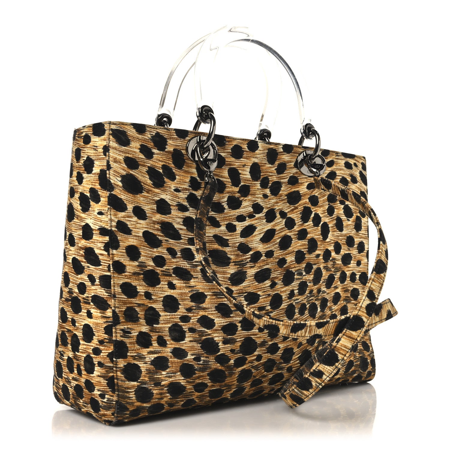 Christian Dior Canvas Leopard Print Large Lady Dior 3 of 11