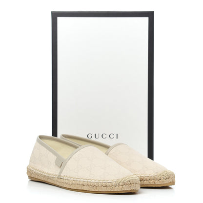 Gucci Washed Cotton Miro Soft Calfskin GG Monogram Espadrilles 38.5 White Mystic White 9 of 9