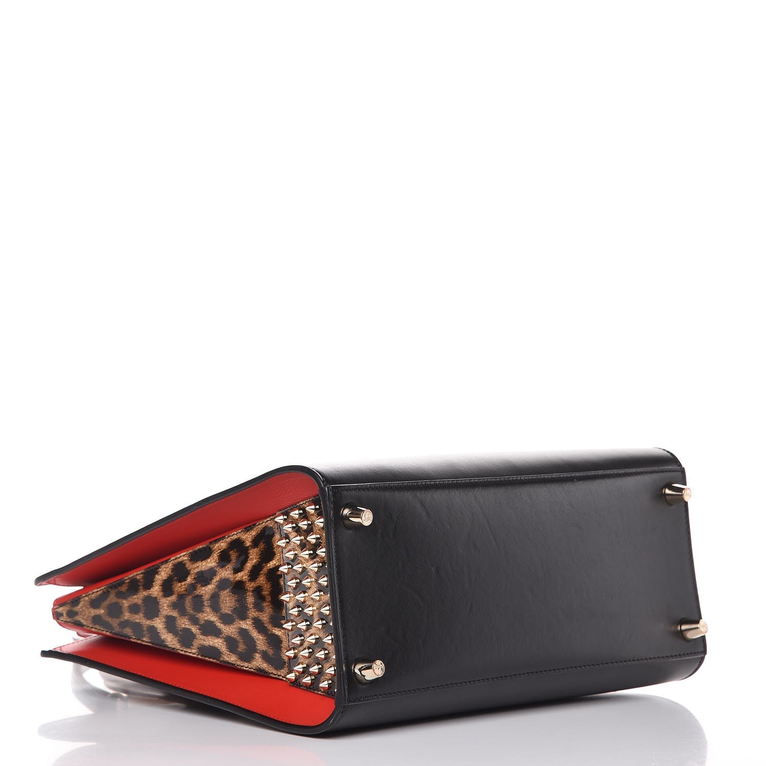 Christian Louboutin Calfskin Patent Leopard Spiked Medium Paloma Black 4 of 7
