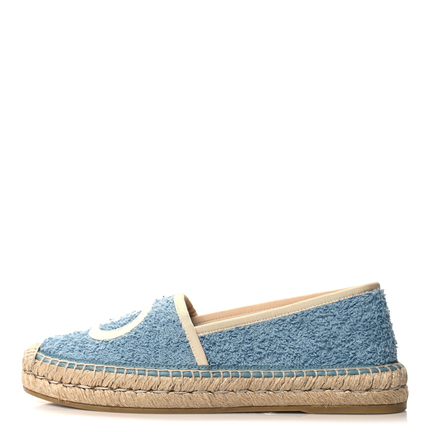 Gucci Terry Cloth Interlocking G Espadrilles 38 Sweet Blue Dusty White Beige 1 of 8
