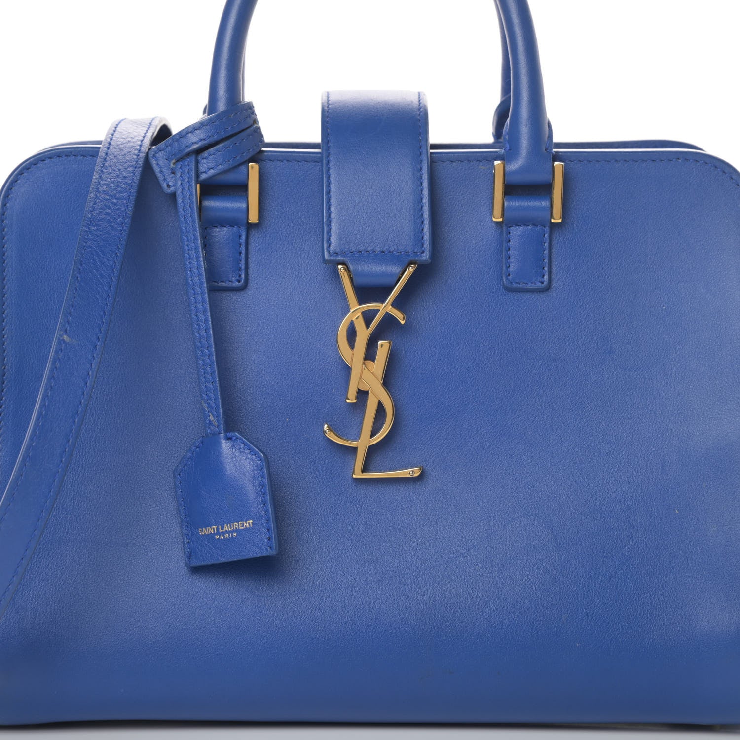 Saint Laurent Calfskin Monogram Baby Cabas Blue 9 of 19