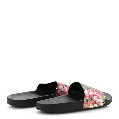 Gucci GG Supreme Monogram Blooms Slide Sandals 41 Beige Multicolor 5 of 9