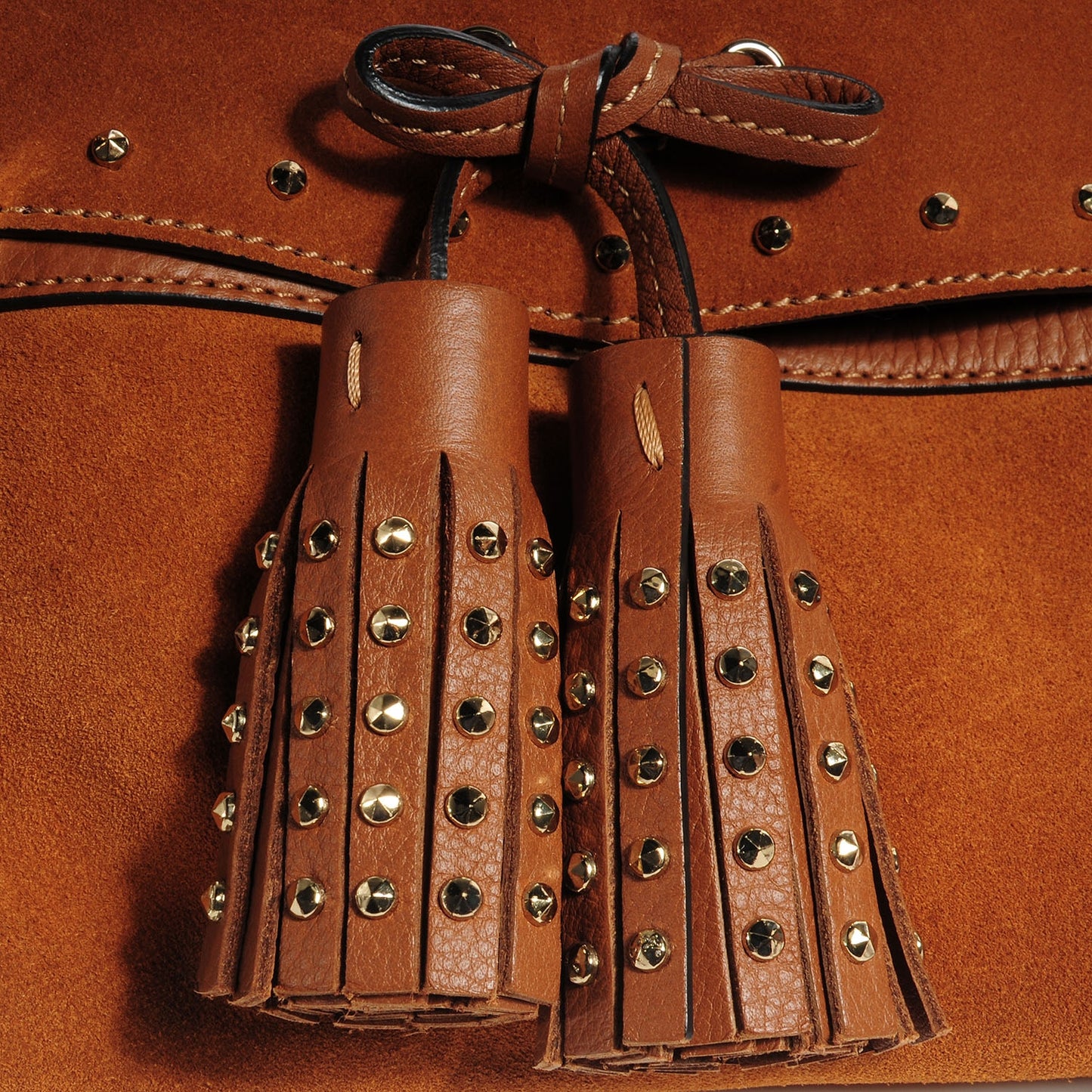 Heavy Suede Alexa Tassel Satchel Oak