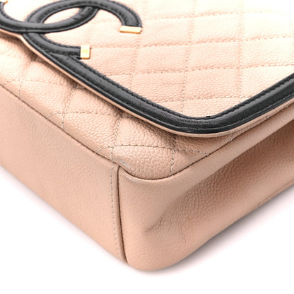 Chanel Caviar Quilted Medium CC Filigree Flap Beige Black 10 of 10