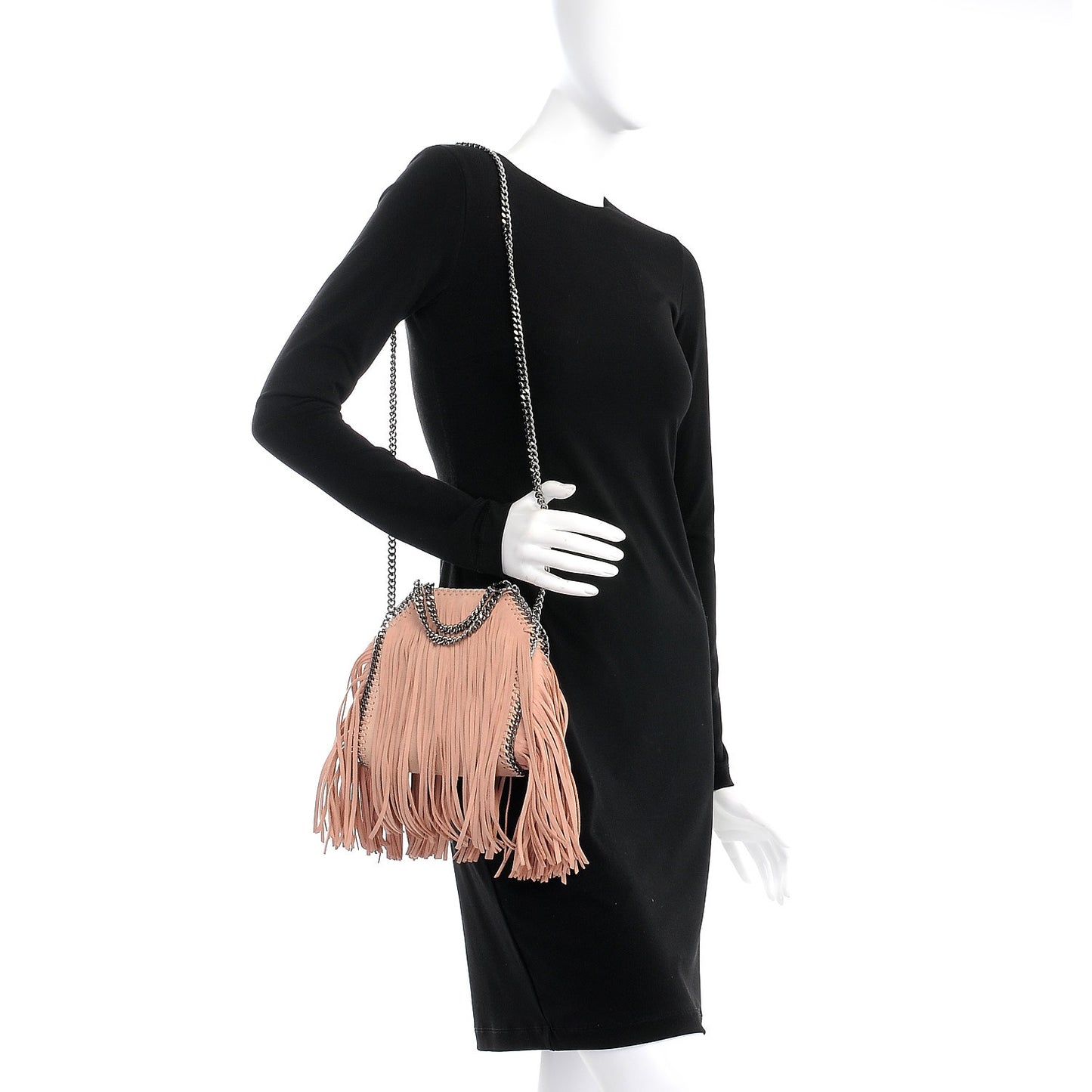 Shaggy Deer Fringe Tiny Falabella Tote Powder