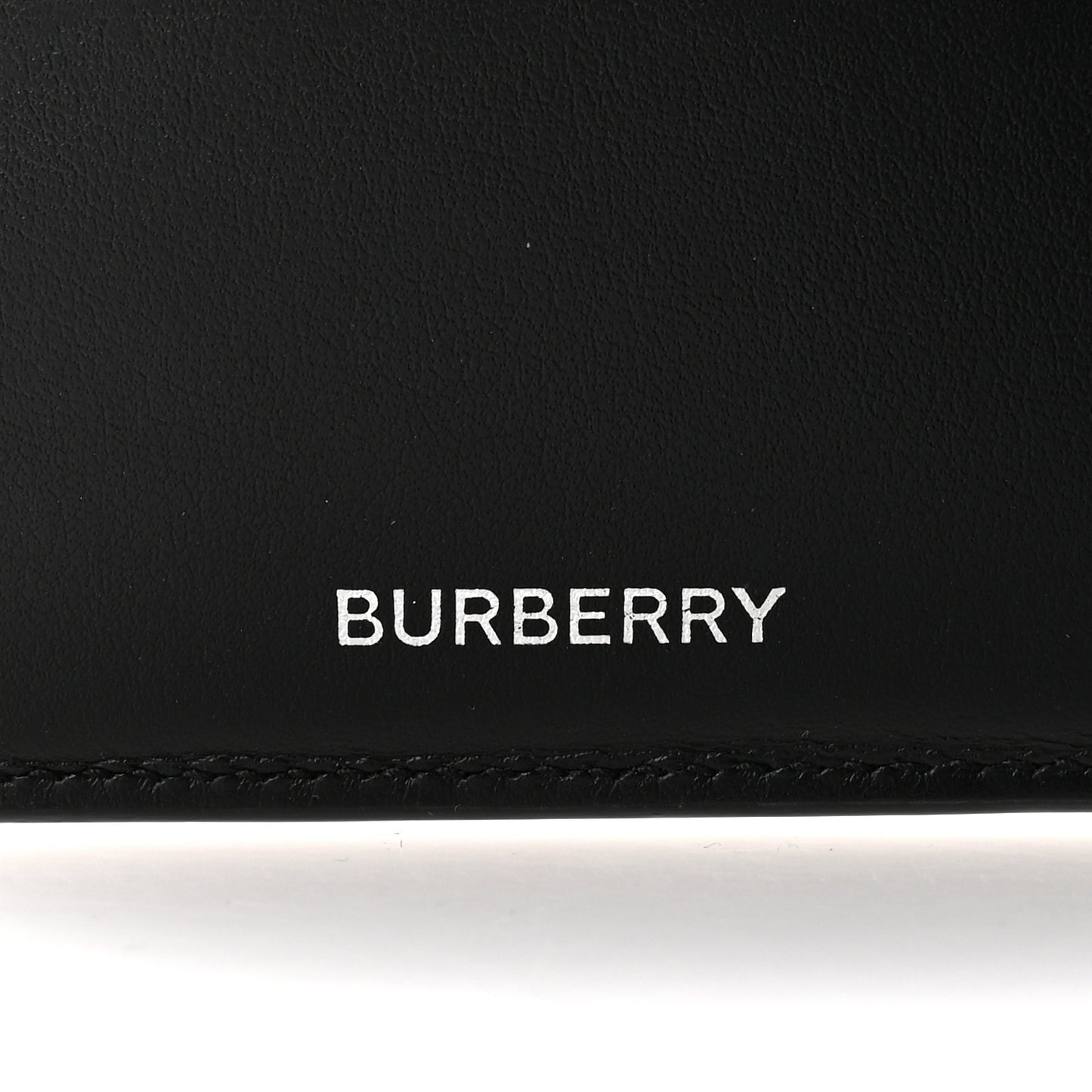 Grained Calfskin Embossed Logo Bi-Fold Wallet Black