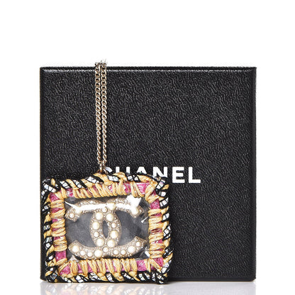 Chanel Tweed Pearl CC Medallion Necklace Multicolor 6 of 6