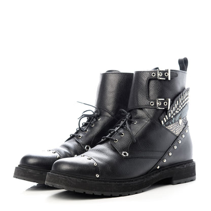 Fendi Calfskin Studded Bugs Combat Boots 39.5 Black 3 of 9
