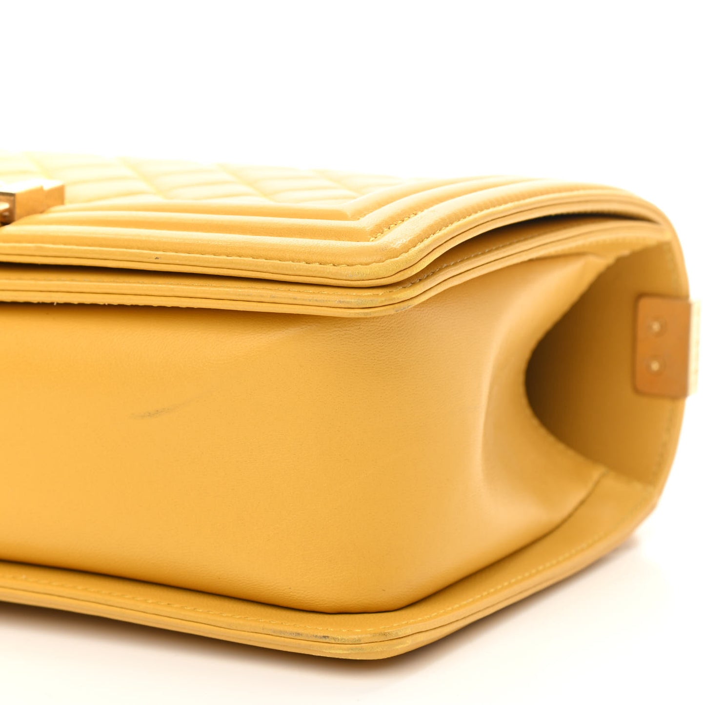 Calfskin Quilted Medium Boy Flap Yellow