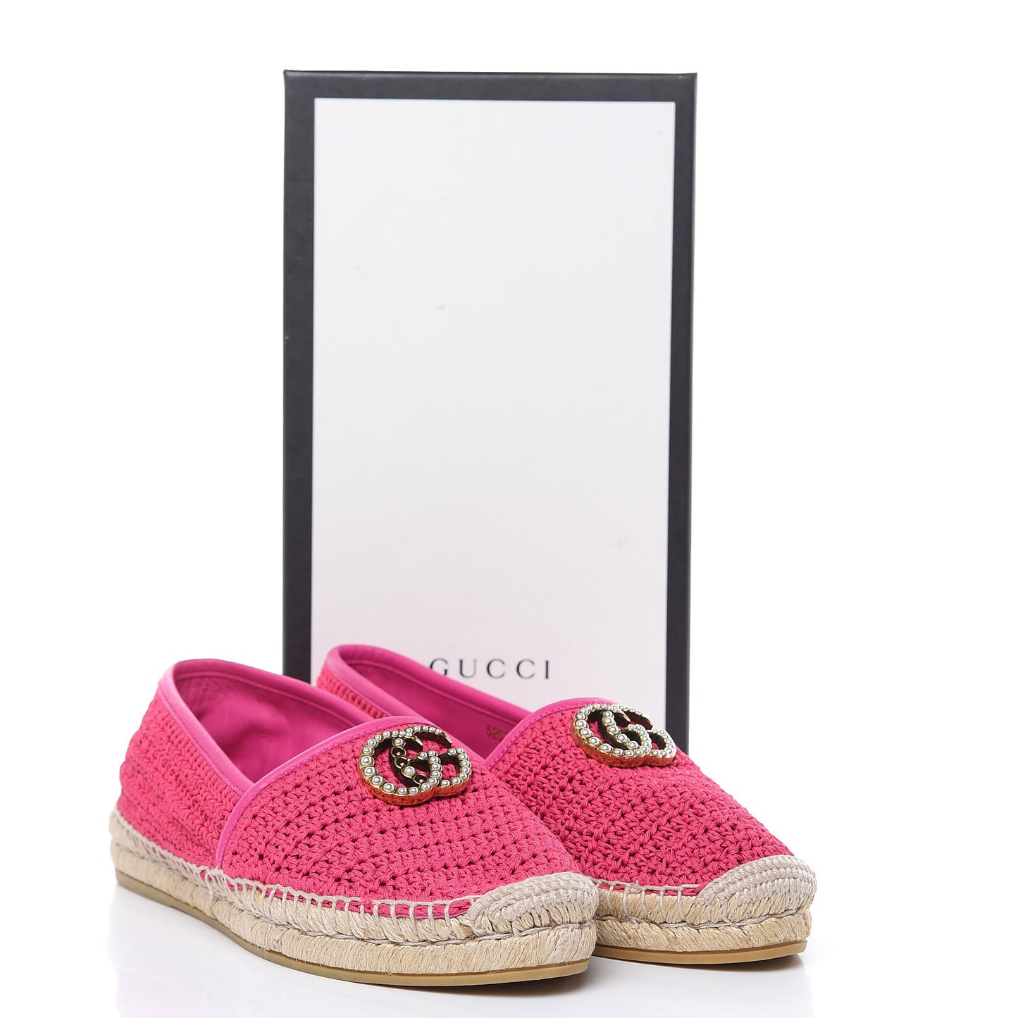 Cotton Crochet Pearly GG Marmont Espadrilles 39 Cyclamen Rose