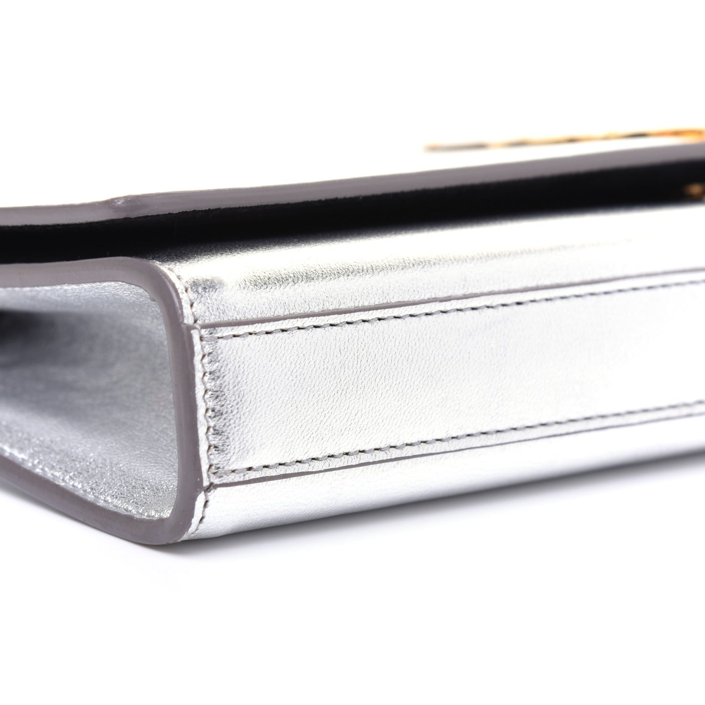 Metallic Calfskin Classic Monogram Cassandre Clutch Argento