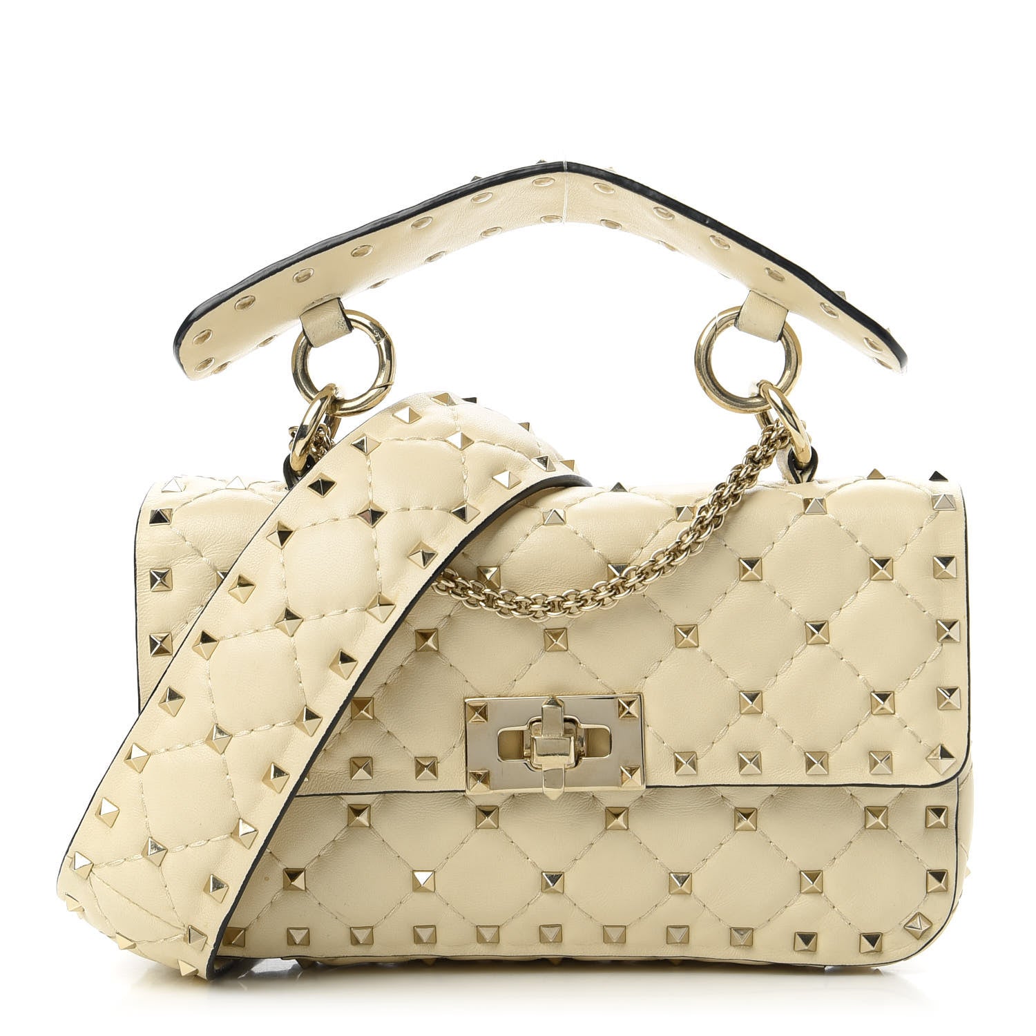 Valentino Garavani Nappa Small Rockstud Spike Shoulder Bag Light Ivory 1 of 10