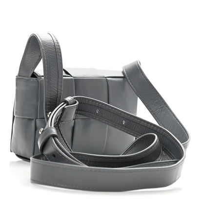 Bottega Veneta Crinkled Lambskin Maxi Intrecciato Extra Mini Cassette Crossbody Bag Grey 3 of 11