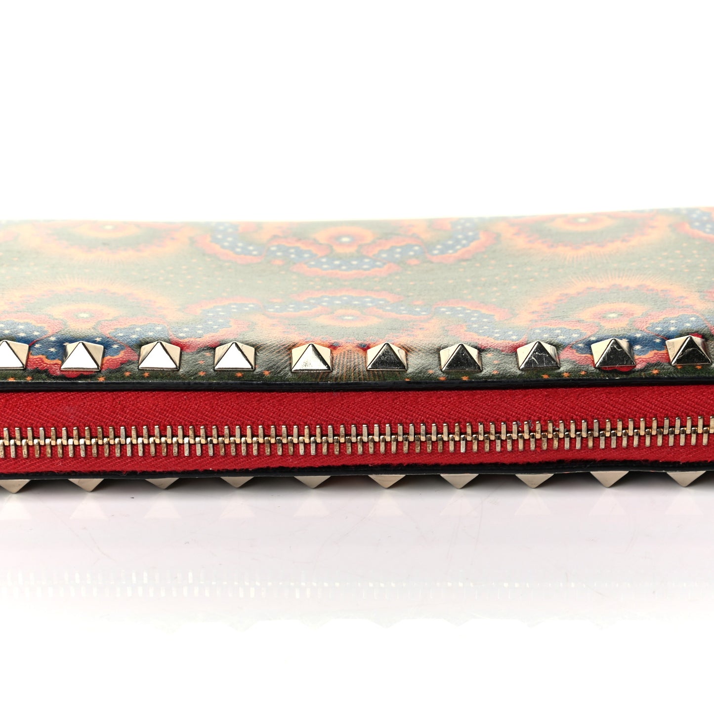 Canvas Enchanted Wonderland Rockstud Zip Around Wallet Rosso